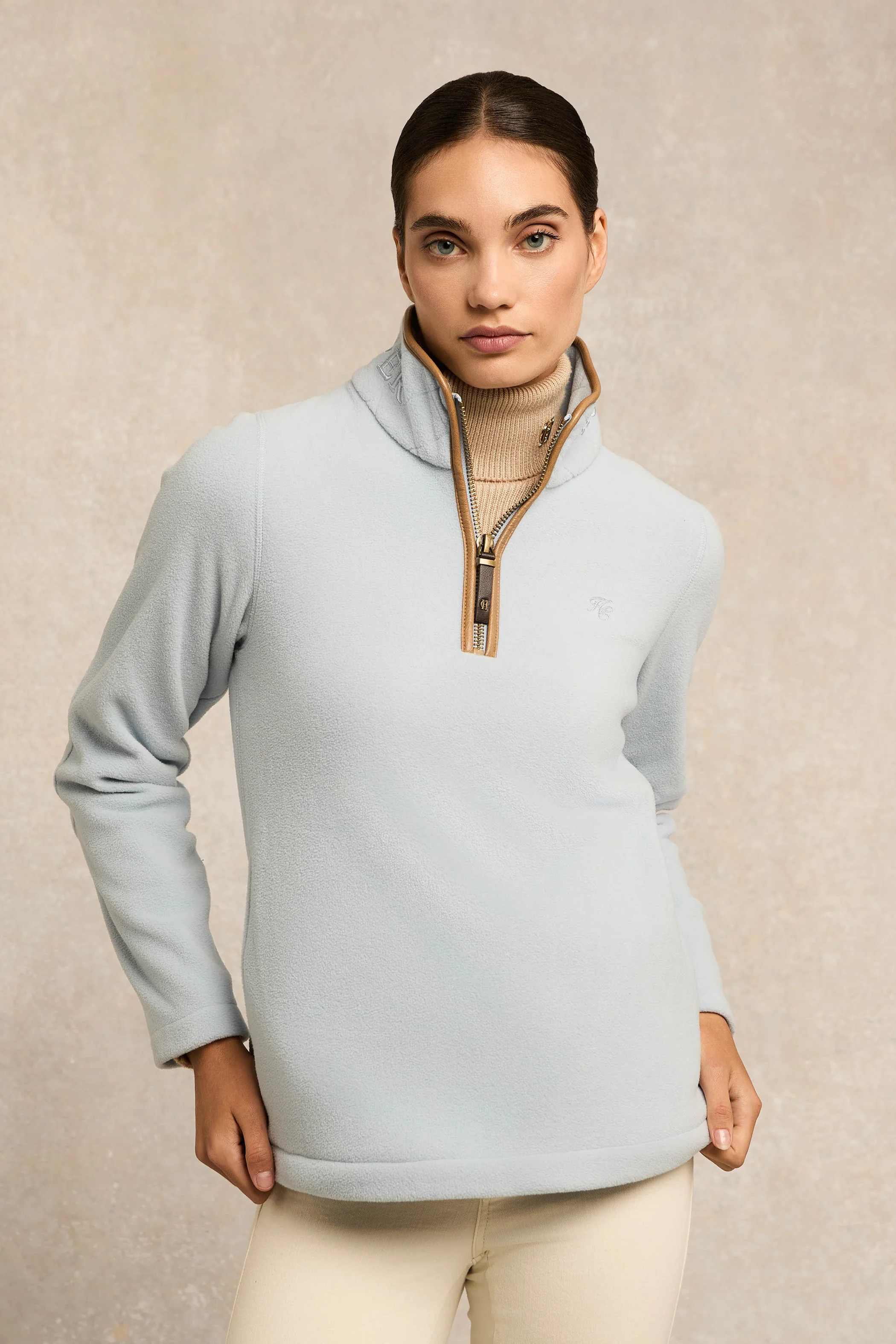 Country Fleece Quarter Zip (Pale Blue) | Holland Cooper