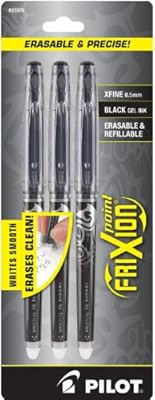 PILOT FriXion Point Erasable & Refillable Gel Ink Pens, Extra Fine Point, Black Ink, 3-Pack (3157... | Amazon (US)