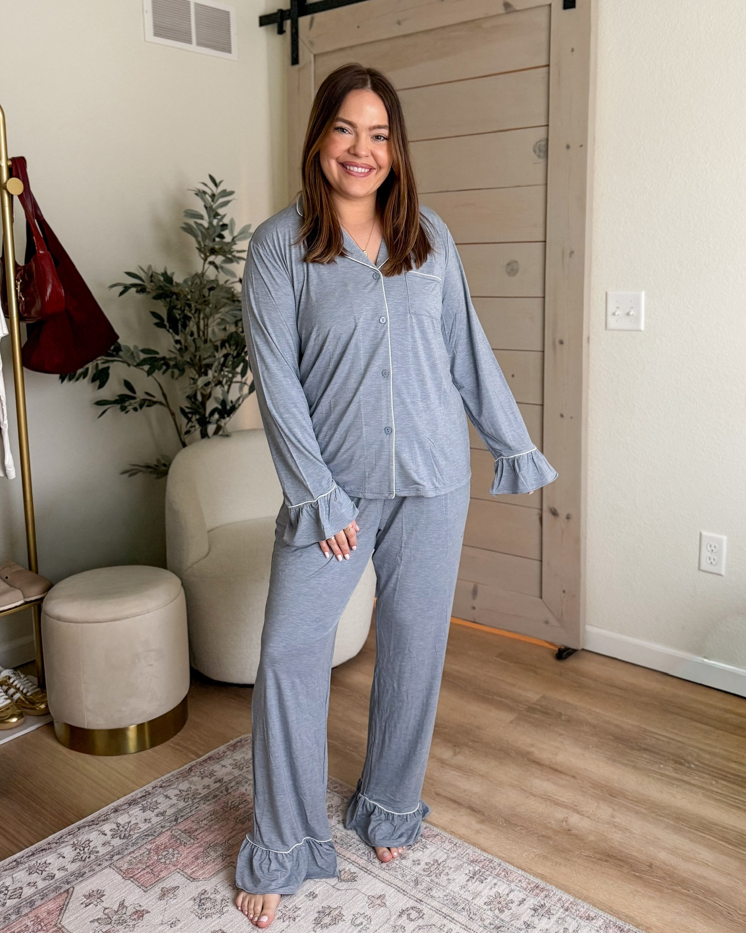 Wearing size large in this ruffle pajama set

#LTKMidsize #LTKmomlife #LTKselfcare