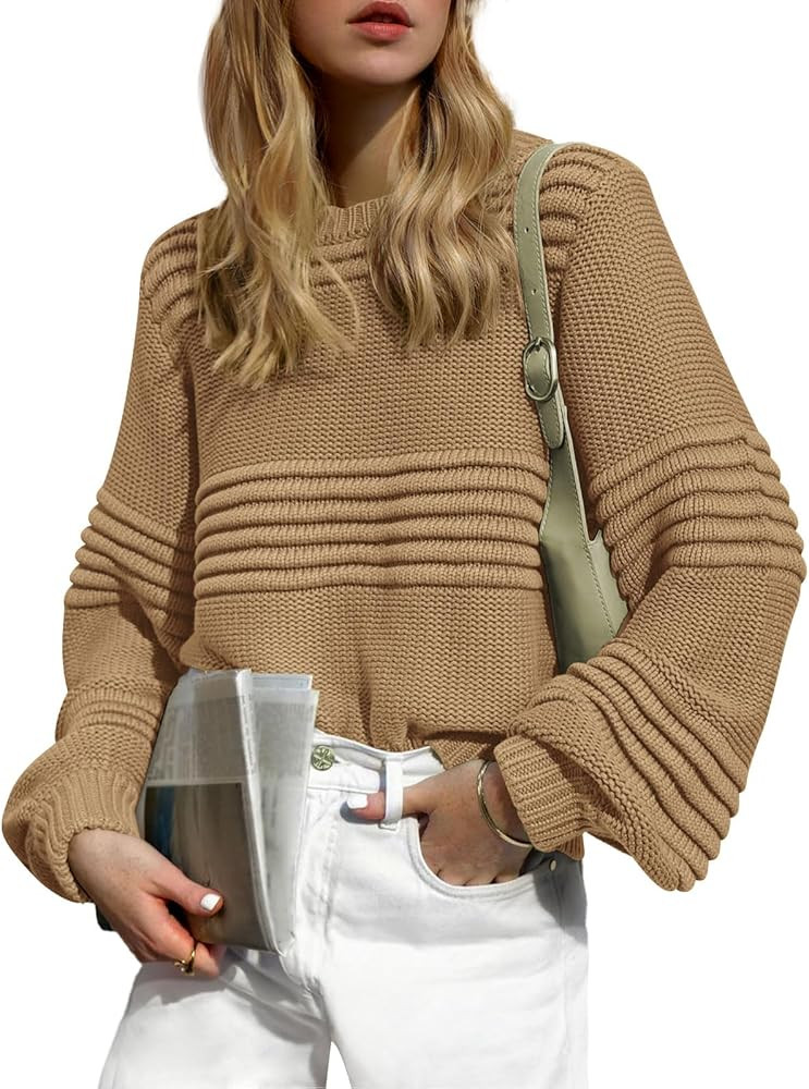 LILLUSORY Women's Fall Fashion Knit Long Sleeve Top Crew Neck Crochet Y2k Hollow Out Pullover Swe... | Amazon (US)