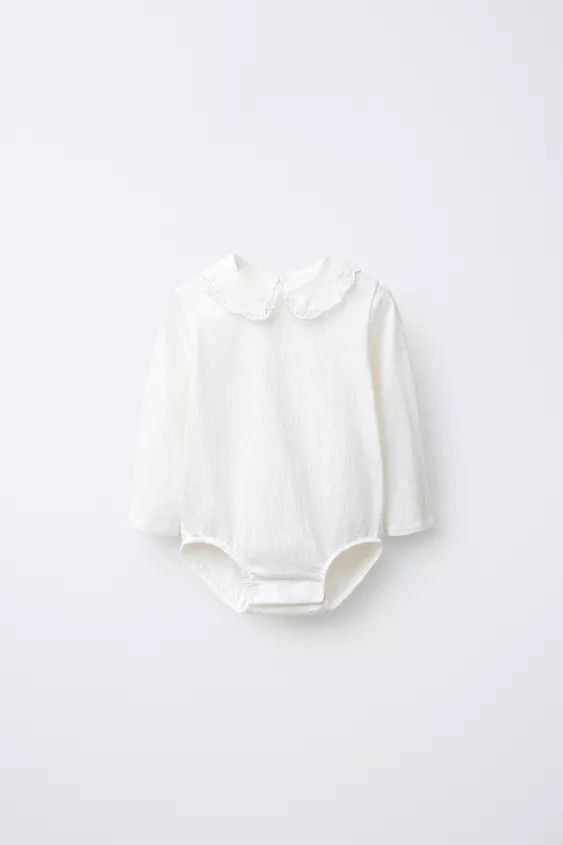 SWISS EMBROIDERED PETER PAN COLLAR BODYSUIT | Zara US