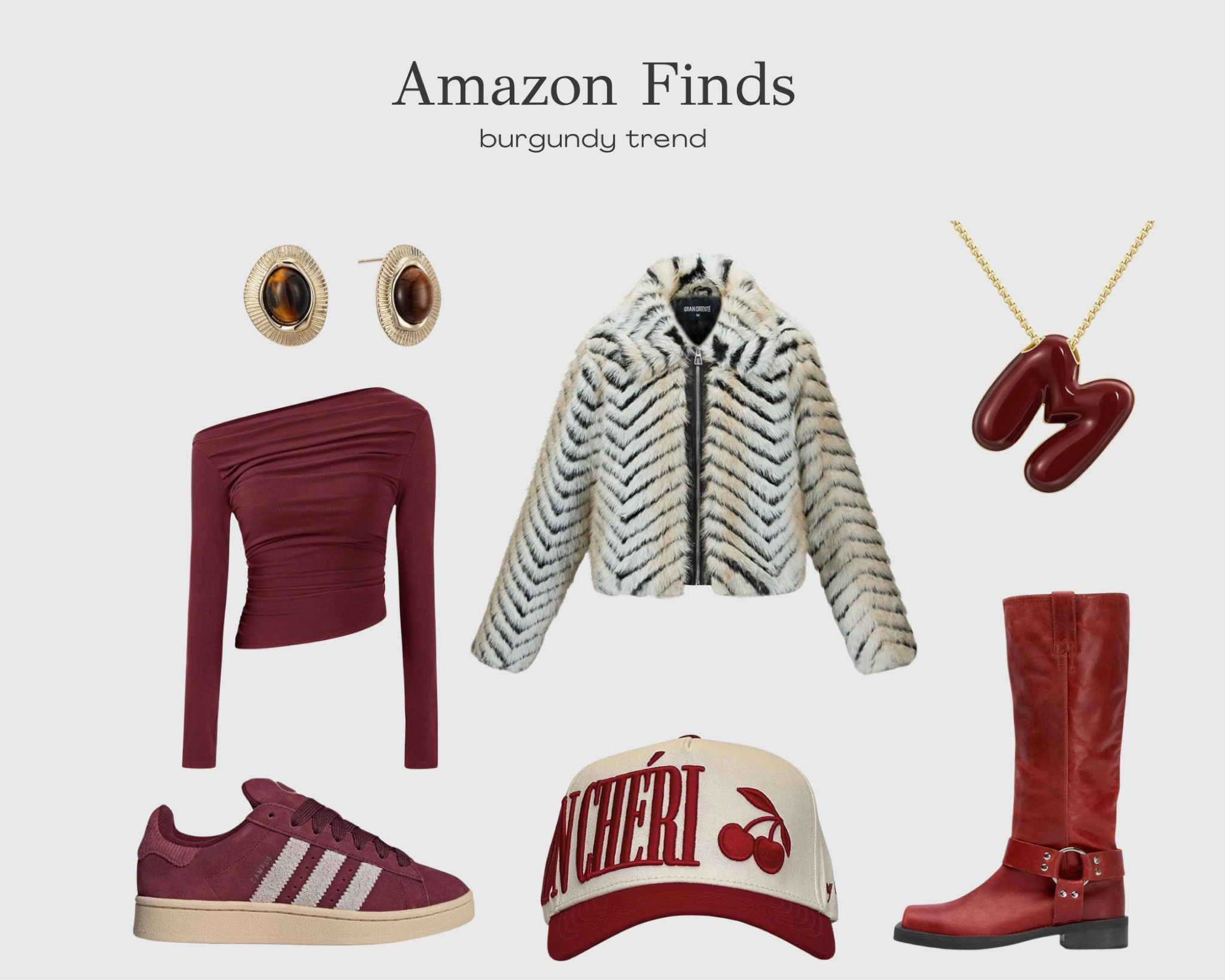Amazon fashion finds : Burgundy edition 👜♥️
-amazon essentials, amazon winter fashion , jewelry, adidas , hats , fur coat , necklace , burgundy outfits , red boots , Frye dupe boots 

#LTKFindsUnder100 #LTKStyleTip #LTKSeasonal