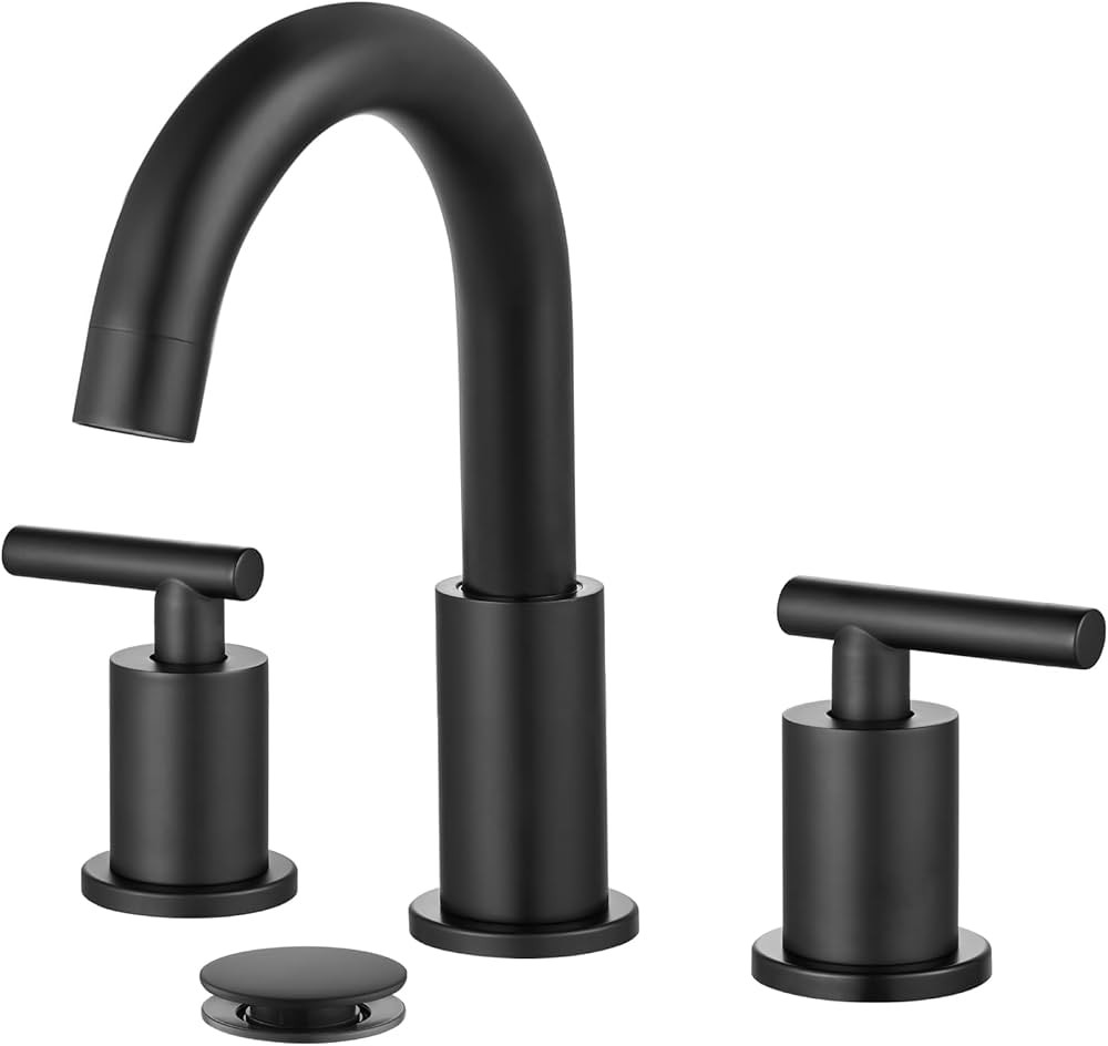 gotonovo 3 Hole 2 Handles Lavatory Basin Bathroom Sink Faucet with Pop Up Drain with Hot and Cold... | Amazon (US)