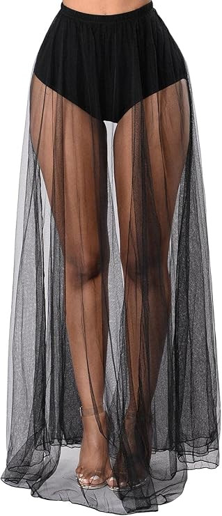 Rave Outfits for Women 2 in 1 Sheer Skirt Festival Clubwear Mesh High Waist Print A Line Maxi Ski... | Amazon (US)