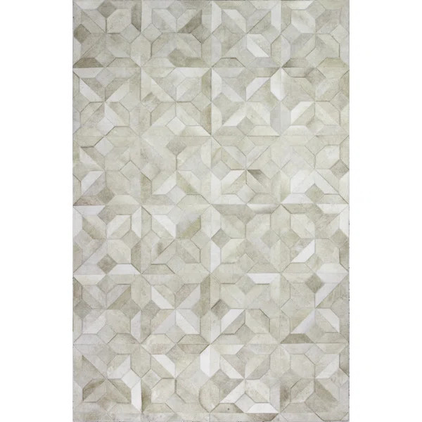 Santa Fe Cowhide Leather Geometric Area Rug in Camel | Wayfair North America