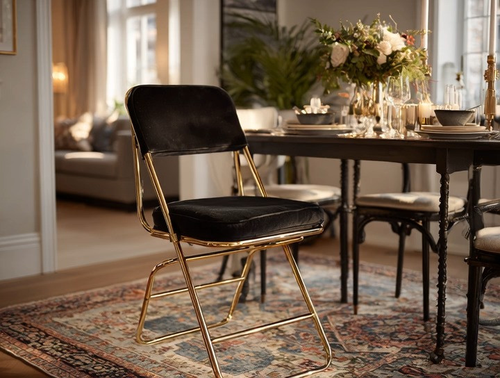 The extra dining chair that keeps your space looking polished ✨

This luxury folding chair is designed for homes that entertain beautifully. Whether you keep one or ten on hand, it blends effortlessly with your main dining chairs—no visual compromise, no “temporary” look. The gold metal frame is the key: it instantly elevates the piece and ties it into a high-end dining setup.

Not a velvet person? No problem. This style is also available in other finishes and materials—as long as you keep the gold frame, the look stays refined, timeless, and luxe. Style it at the dining table, in a living room corner, bedroom, or even a walk-in closet. Functional seating that doubles as décor is always a win.

#luxuryhomedecor #foldingchair #extraSeating #goldaccents #diningroominspo #entertainingathome #statementfurniture #modernluxury #timelessdesign #homeinspo #designerlook #elevatedinteriors #glamdecor #versatilefurniture 

 #LTKHome