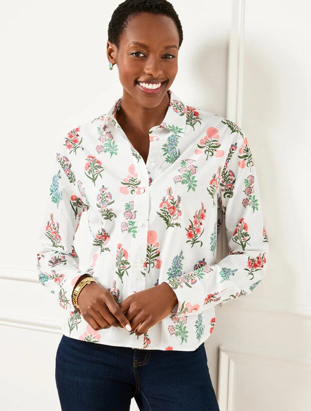 Poplin Short Shirt - Floral Radiance | Talbots