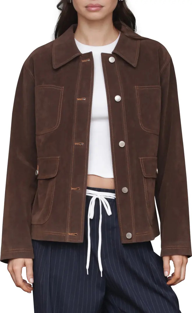 Avec Les Filles Faux Suede Crop Barn Jacket | Nordstrom | Nordstrom
