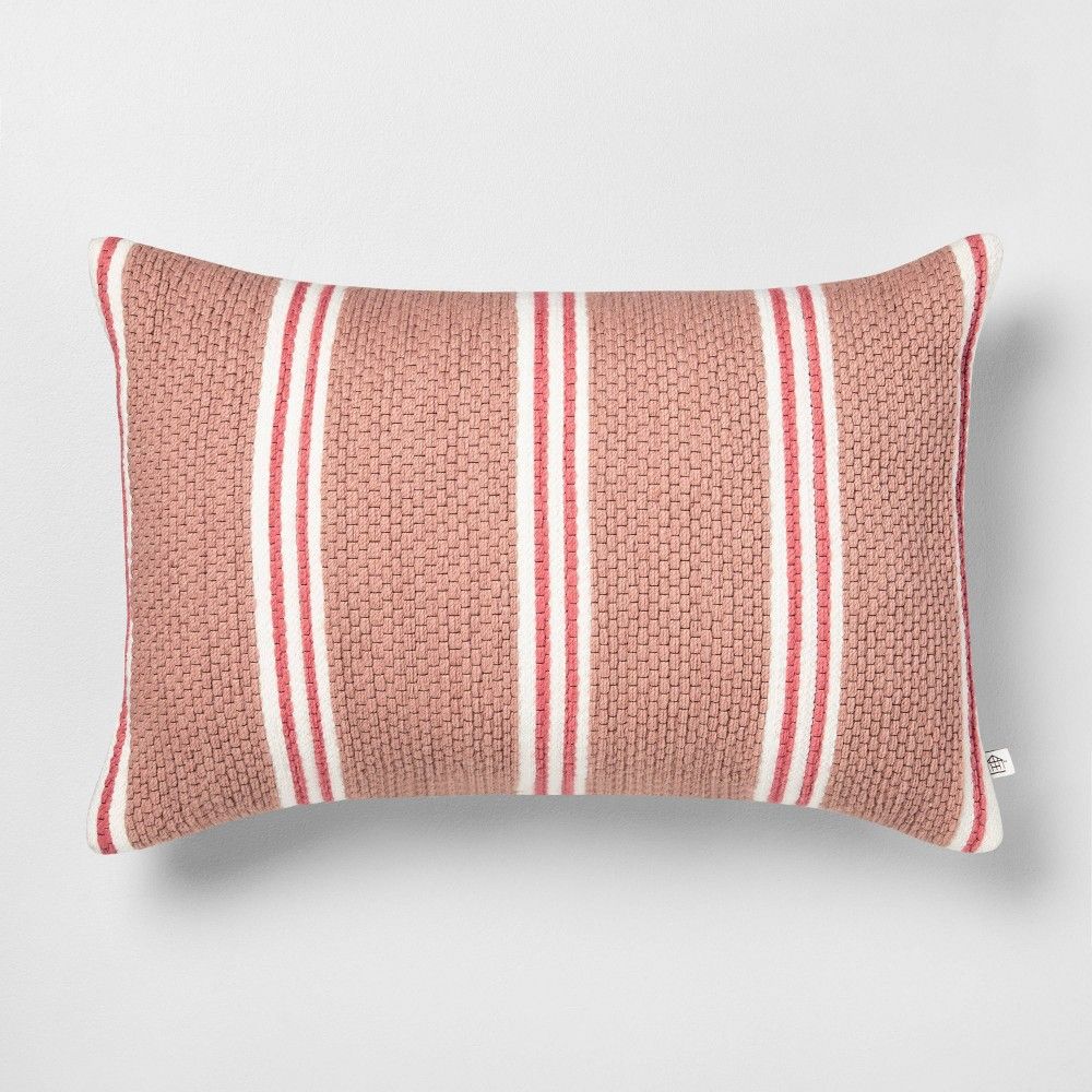 14x20 Stripe Oblong Pillow Dusty Rose / Light Pink - Hearth & Hand with Magnolia | Target
