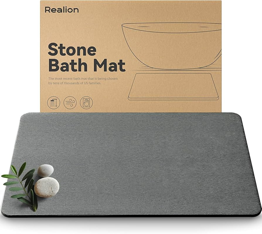Stone Bath Mat, Dries Quickly, Non-Slip Diatomaceous Earth Stone Bath Mats for Bathroom, Super Ab... | Amazon (US)