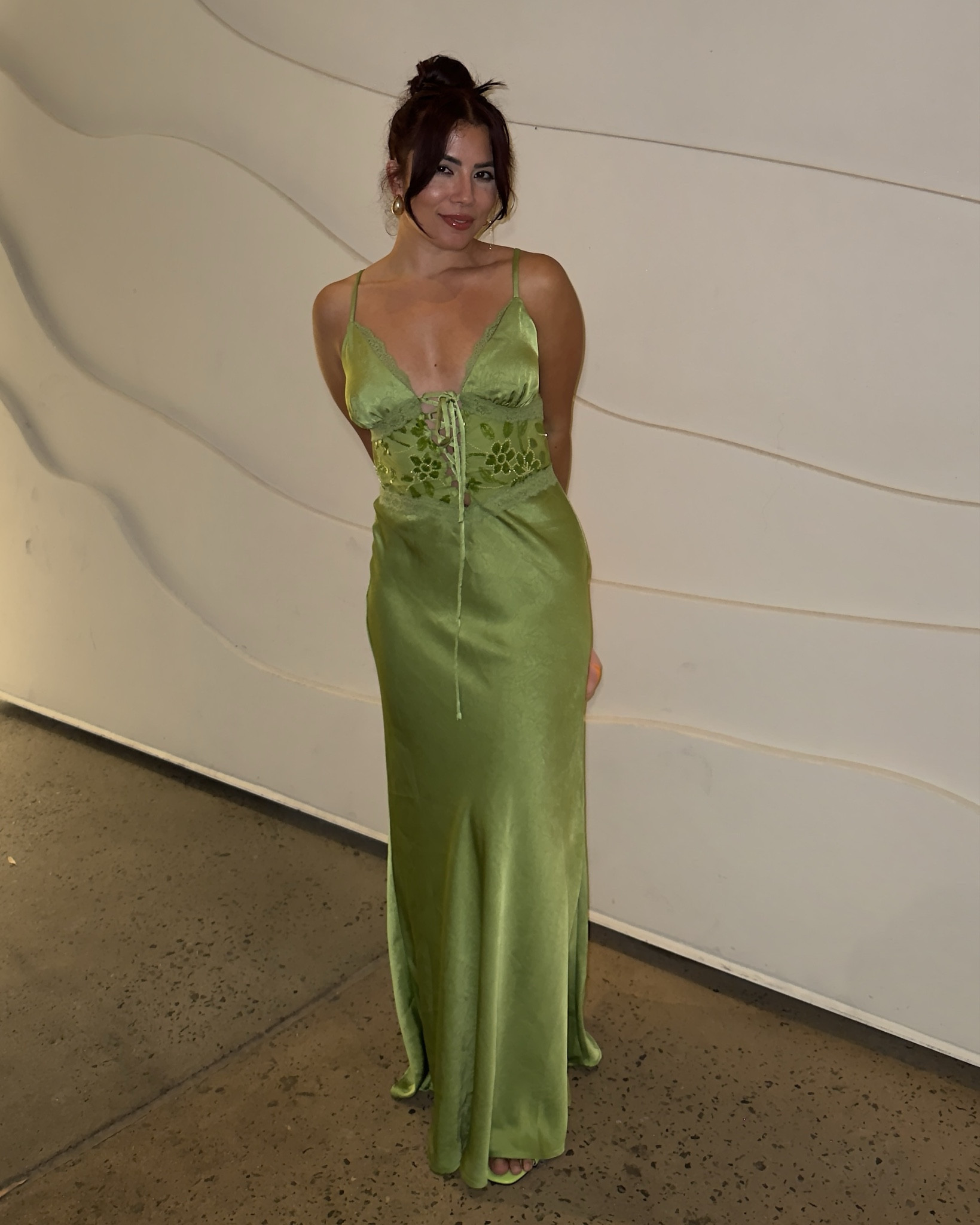 Wearing a medium in the @fashionnova Kelsey Embellished Satin Maxi Dress - Chartreuse

#dresses #outfitideas #ootd #dinnerdress #greendress #maxidress #under40finds

#LTKootd #LTKSaleAlert