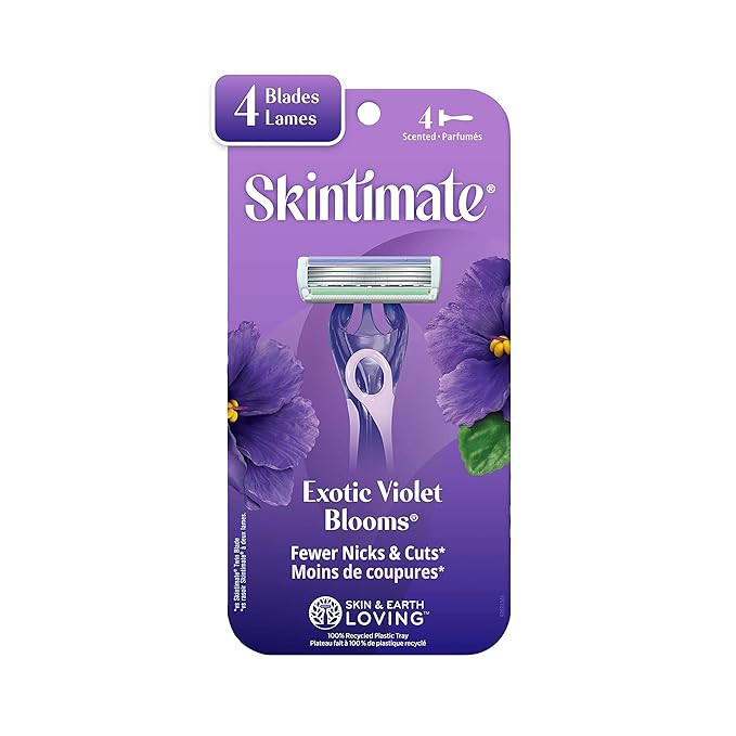 Skintimate Exotic Violet Blooms 4-Blade Disposable Razors - 4 ct | Amazon (US)