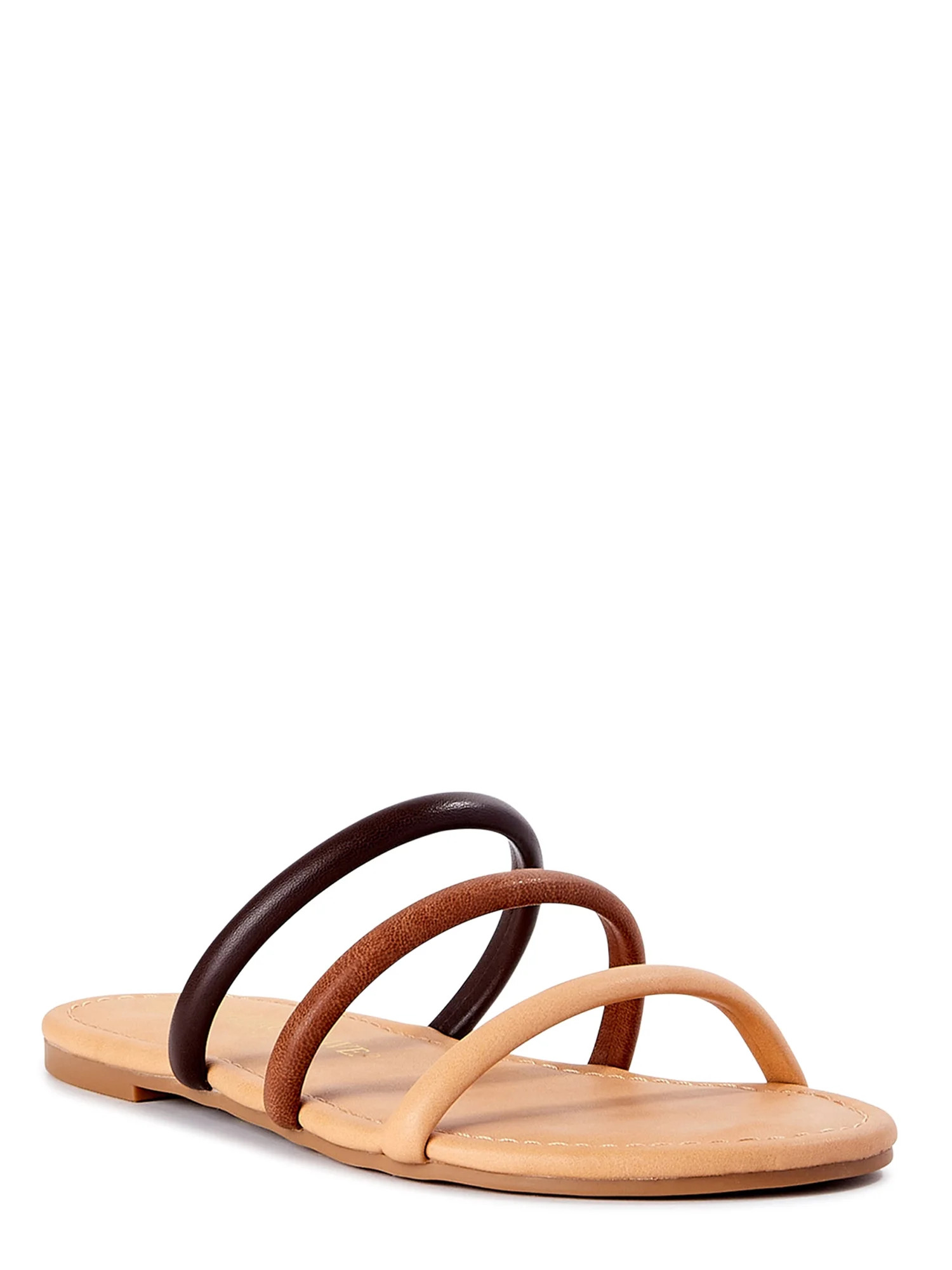 Melrose Ave Women's Faux Leather Three Strap Sandals - Walmart.com | Walmart (US)