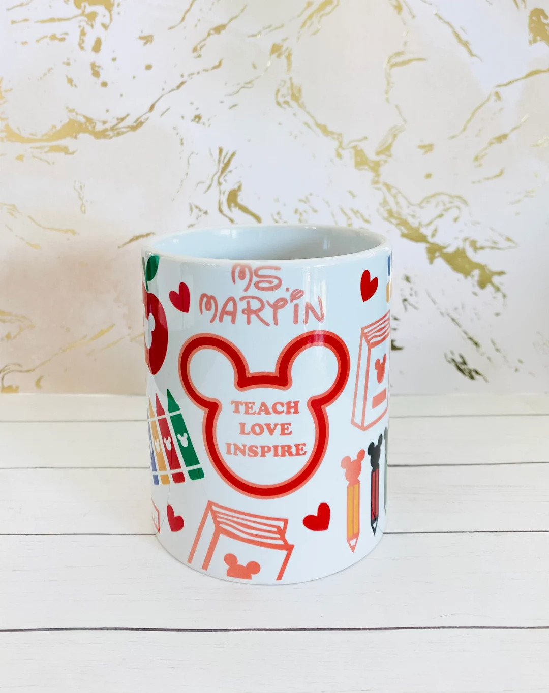 Personalized Mouse Ears Mug Teacher Inspire , Disney Teacher Mug, Personalized Mug, Inspire Mug, ... | Etsy (US)