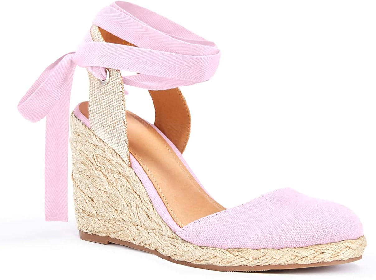 Juliet Holy Womens Lace up Espadrilles Closed Toe Wedges Sandals Strappy Slingback Platform Heels | Amazon (US)