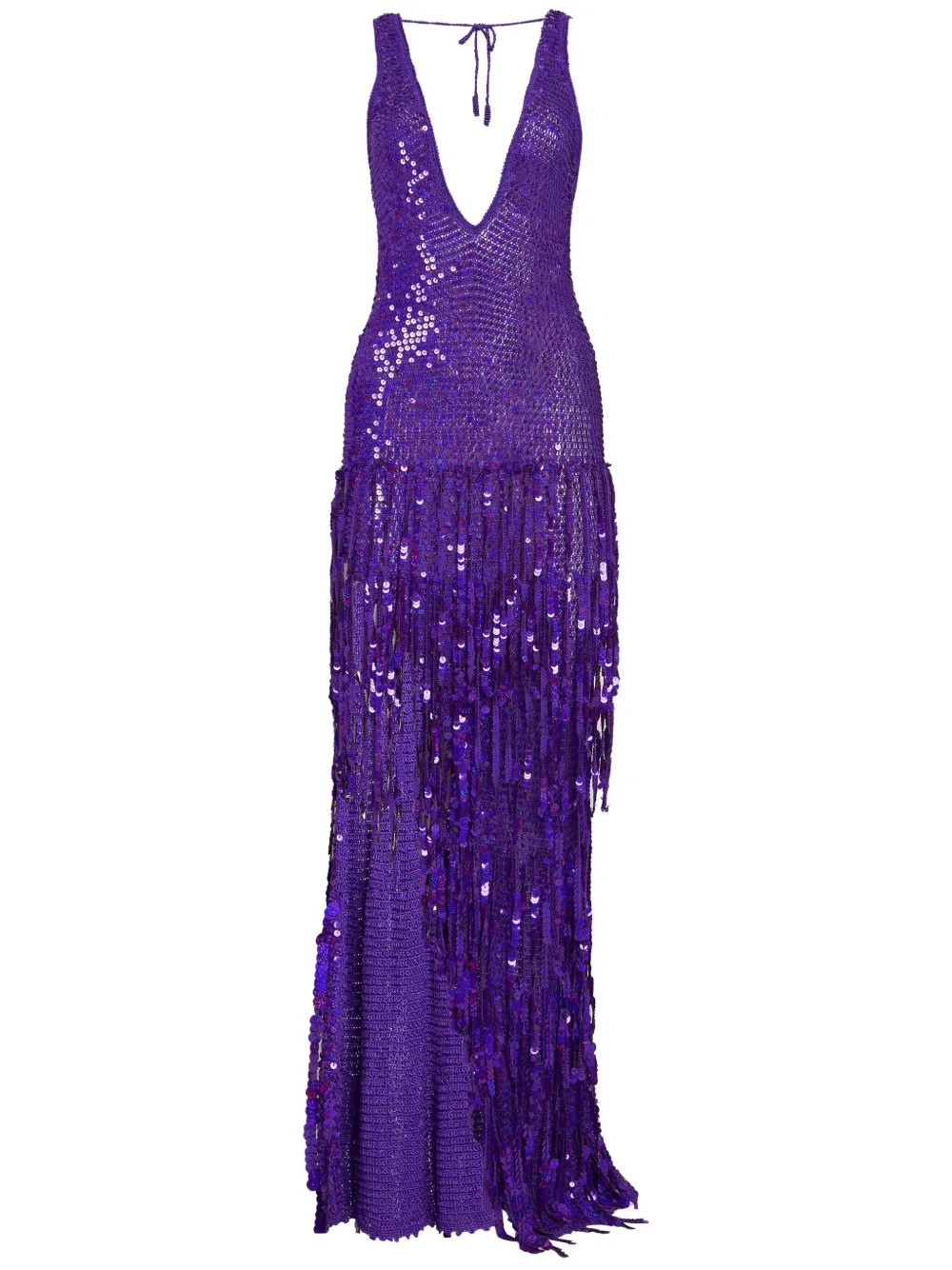 Retrofete Libra fringed sequin crochet dress - Purple | Farfetch Global