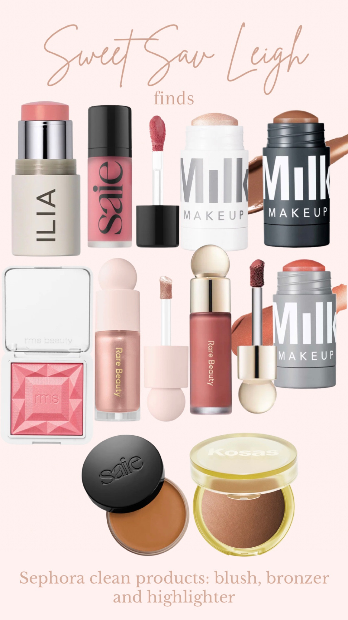 Clean blush, bronzer and highlighters at Sephora! 

#LTKFind #LTKbeauty #LTKBeautySale