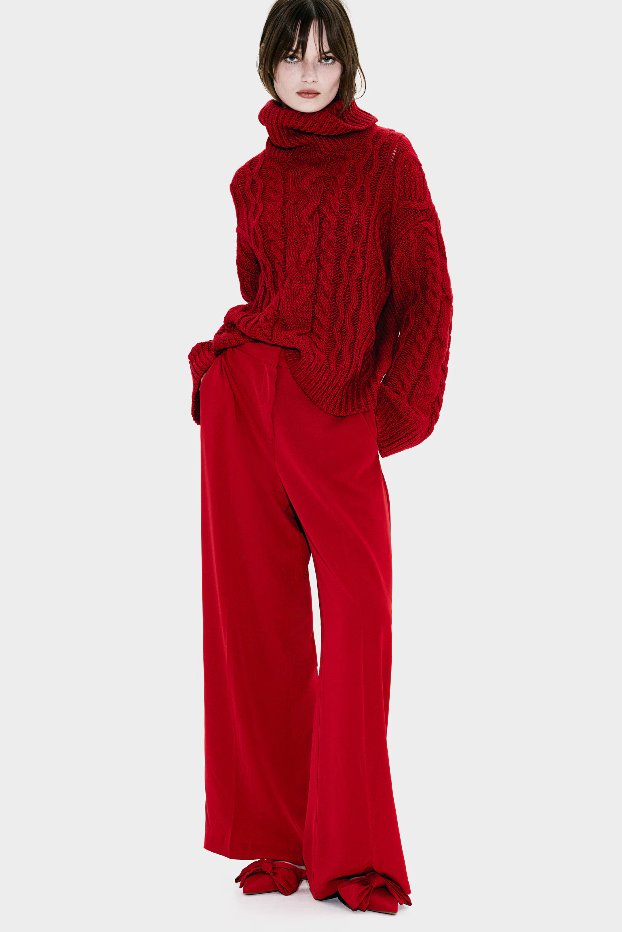 Wide tailored trousers - Red - Ladies | H&M GB | H&M (UK, MY, IN, SG, PH, TW, HK)