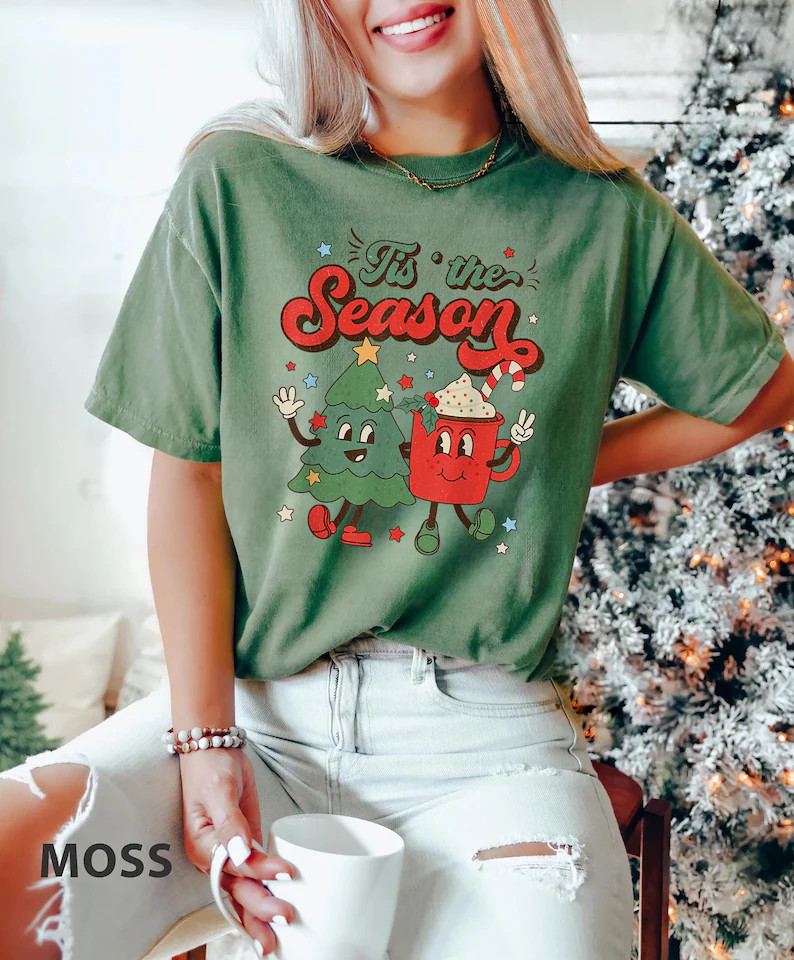 Tis The Season Christmas Shirt, Cute Christmas Shirt, Christmas Sweatshirt, Retro Christmas Shirt... | Etsy (US)