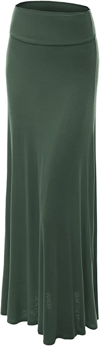 Lock and Love Women's Basic Solid Tie Dye Foldable High Waist Floor Length Maxi Skirt S-3XL Plus ... | Amazon (US)