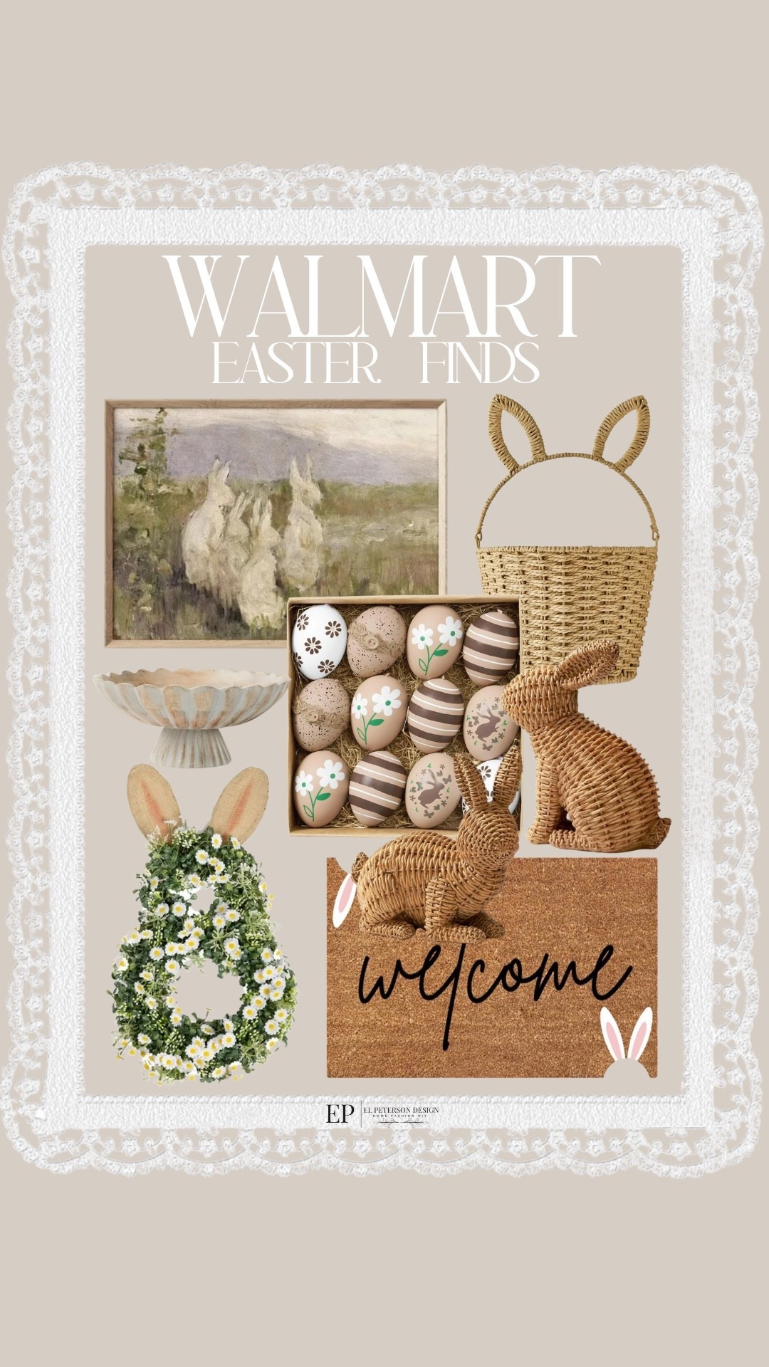 Walmart
Artwork
Door mat
Bowl
Woven bunnies
Easter base
Easter eggs


#LTKHome