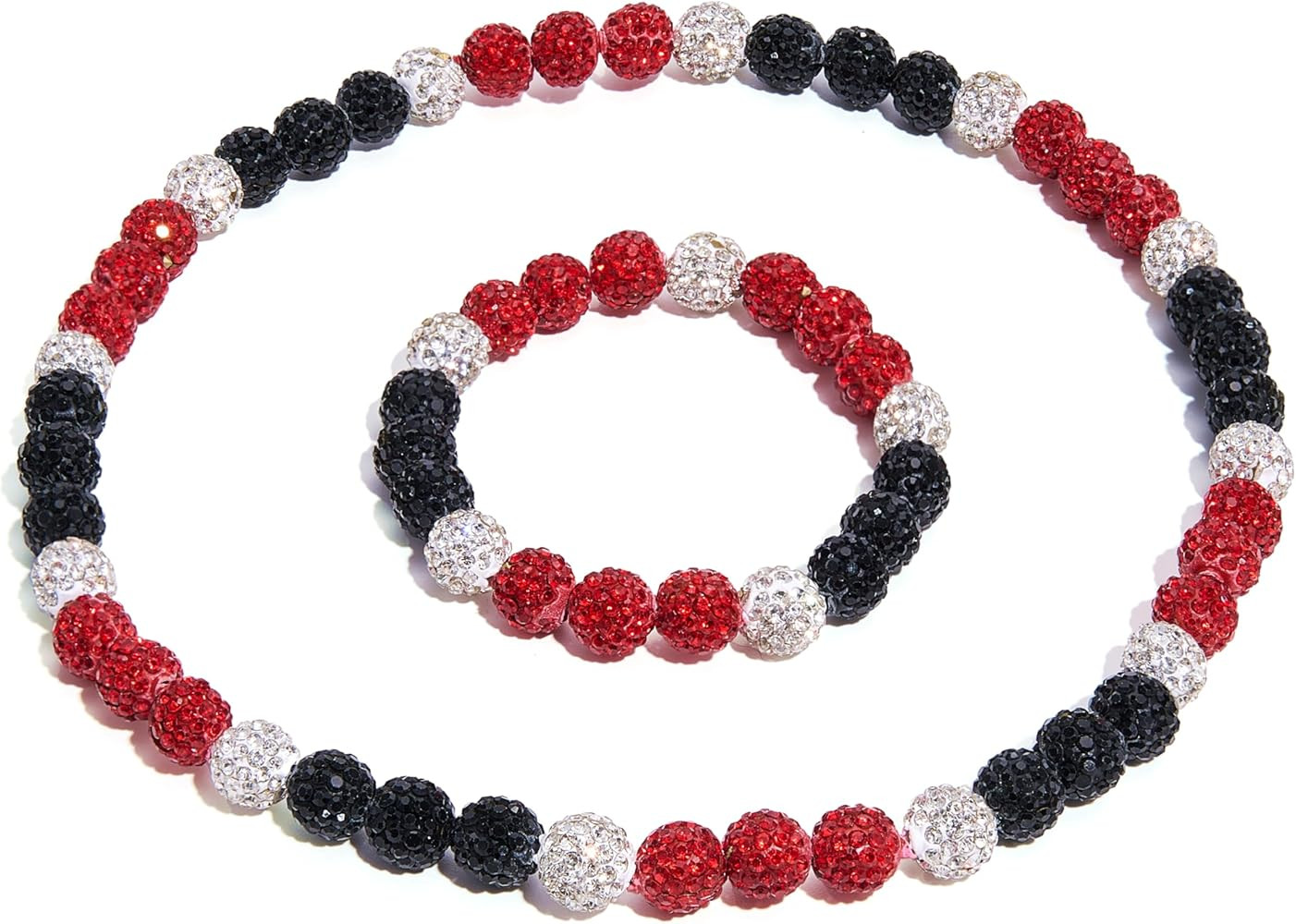 Baseball Necklace Baseball Chain Bracelet Set Beaded Necklace for Men Women Rhinestone | Amazon (US)