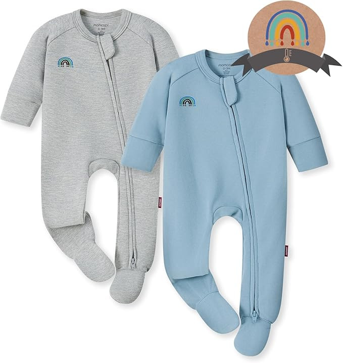 Momcozy Boy Girl Baby Pajamas Onesie, 0-24 M Temp-Sensing 2-Way Zipper Cotton & Viscose Derived f... | Amazon (US)