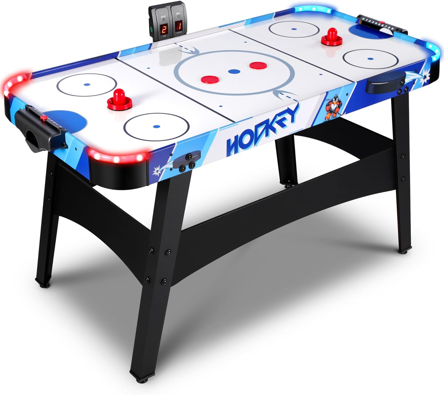 58" LED Light-Up Air Hockey Table - Arcade Style Air Hockey Game Set w/Accurate Electronic Scoring, Powerful 12V Motor for Game Room, Home & Office, Includes 2 Pucks & 2 Pushers | Amazon (US)