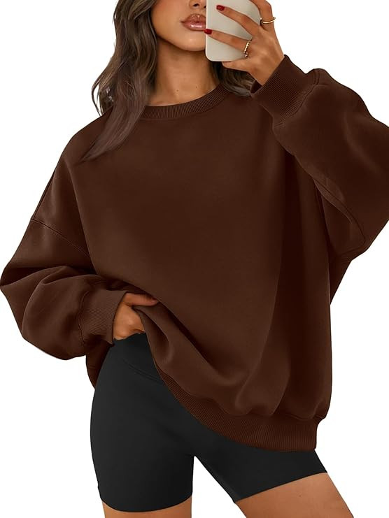 ATHMILE Oversized Sweatshirt for Women Crewneck Fleece Long Sleeve Pullover Hoodies Tops Fall Fas... | Amazon (US)