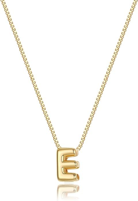 Lisitine Bubble Initial Necklaces Dainty Gold Letter Necklace 14K Gold Plated Cute Name Choker Ne... | Amazon (US)