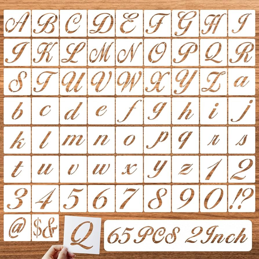 DZXCYZ 2 Inch Letter Symbol Stencils for Painting on Wood, 65 Pcs Alphabet Drawing Templates with... | Amazon (US)
