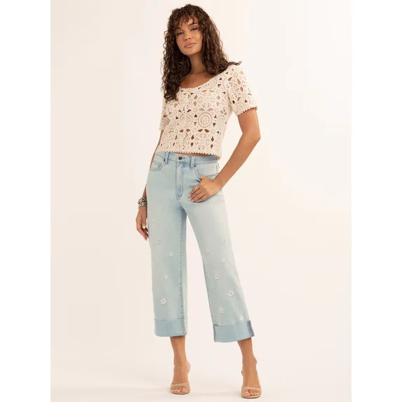 Jessica Simpson Women's Zinnia Wide Leg Boyfriend Jeans, Sizes 2-16 | Walmart (US)