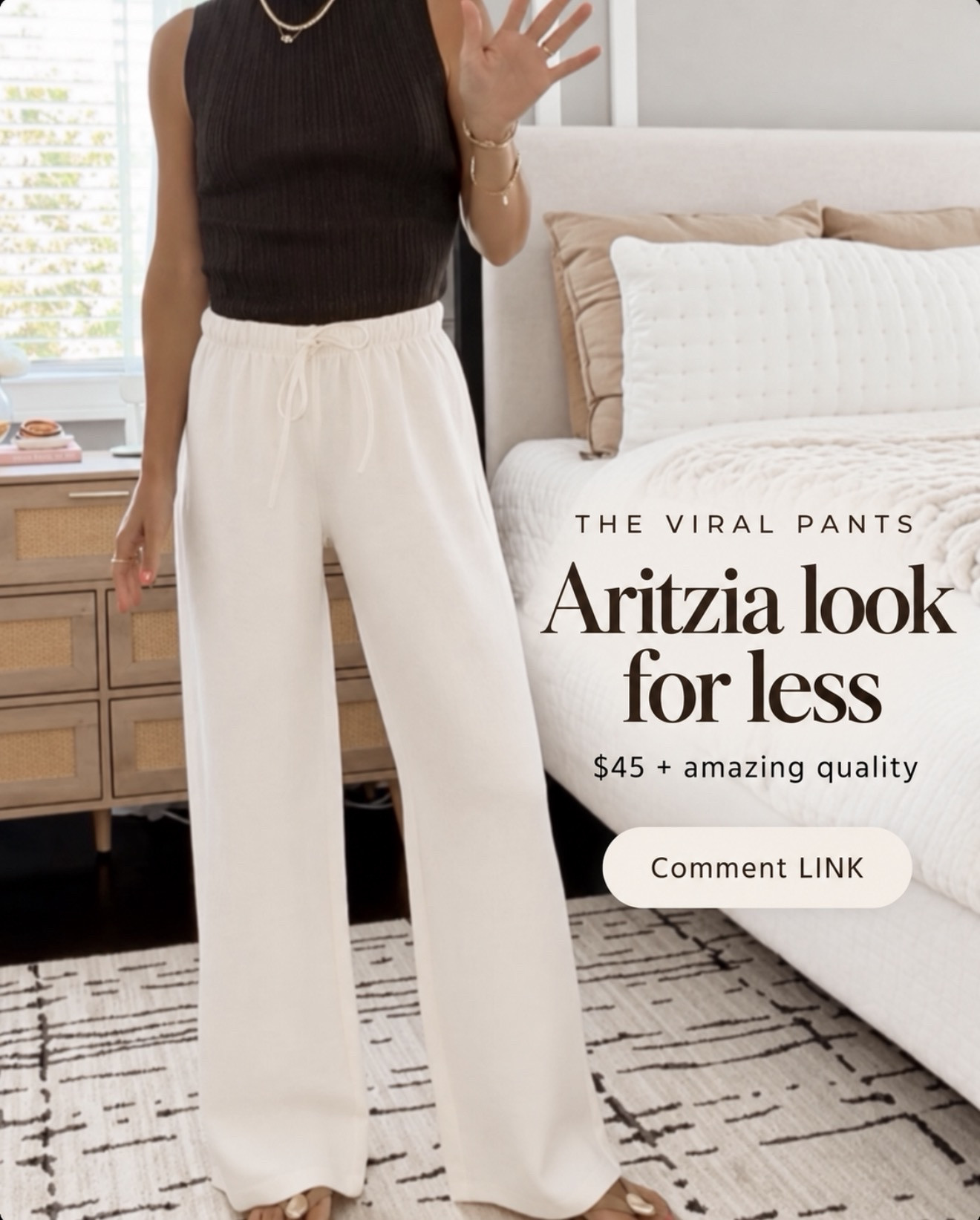 Love the look of these pants! They’re an Aritzia-inspired find for $45, with a polished wide-leg fit and great quality. 
💬Comment LINK if you want to check them out.
