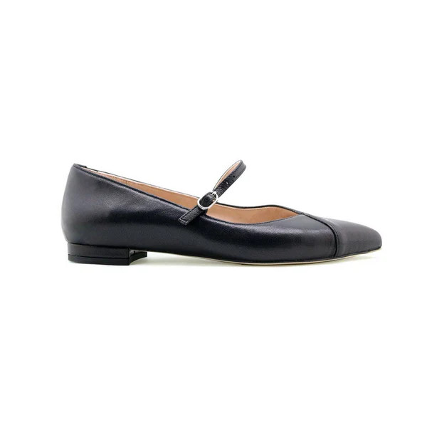 Black Leather Mary Jane Forever Flat | ALLY Shoes