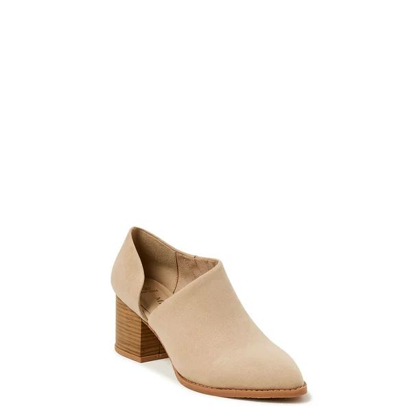 Melrose Ave Women’s Faux Leather Cut Out Booties with Block Heel - Walmart.com | Walmart (US)