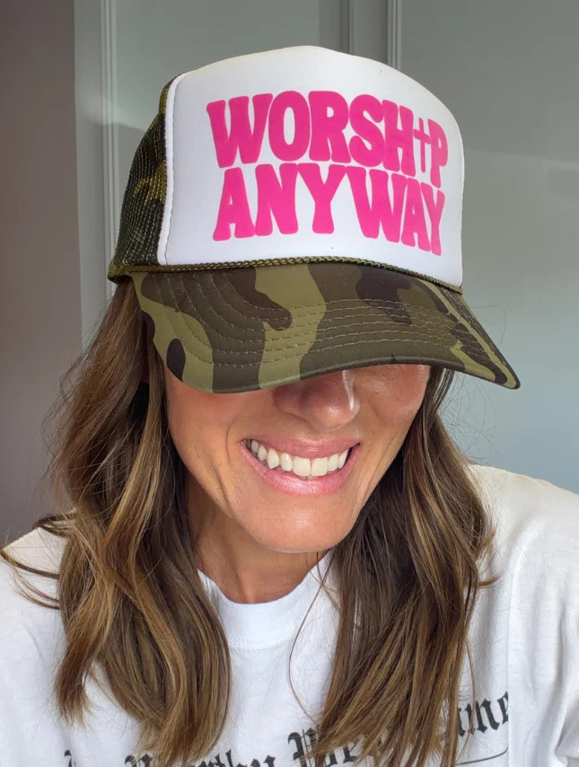 Worship Anyway Camo Foam Trucker | Worthy Wear