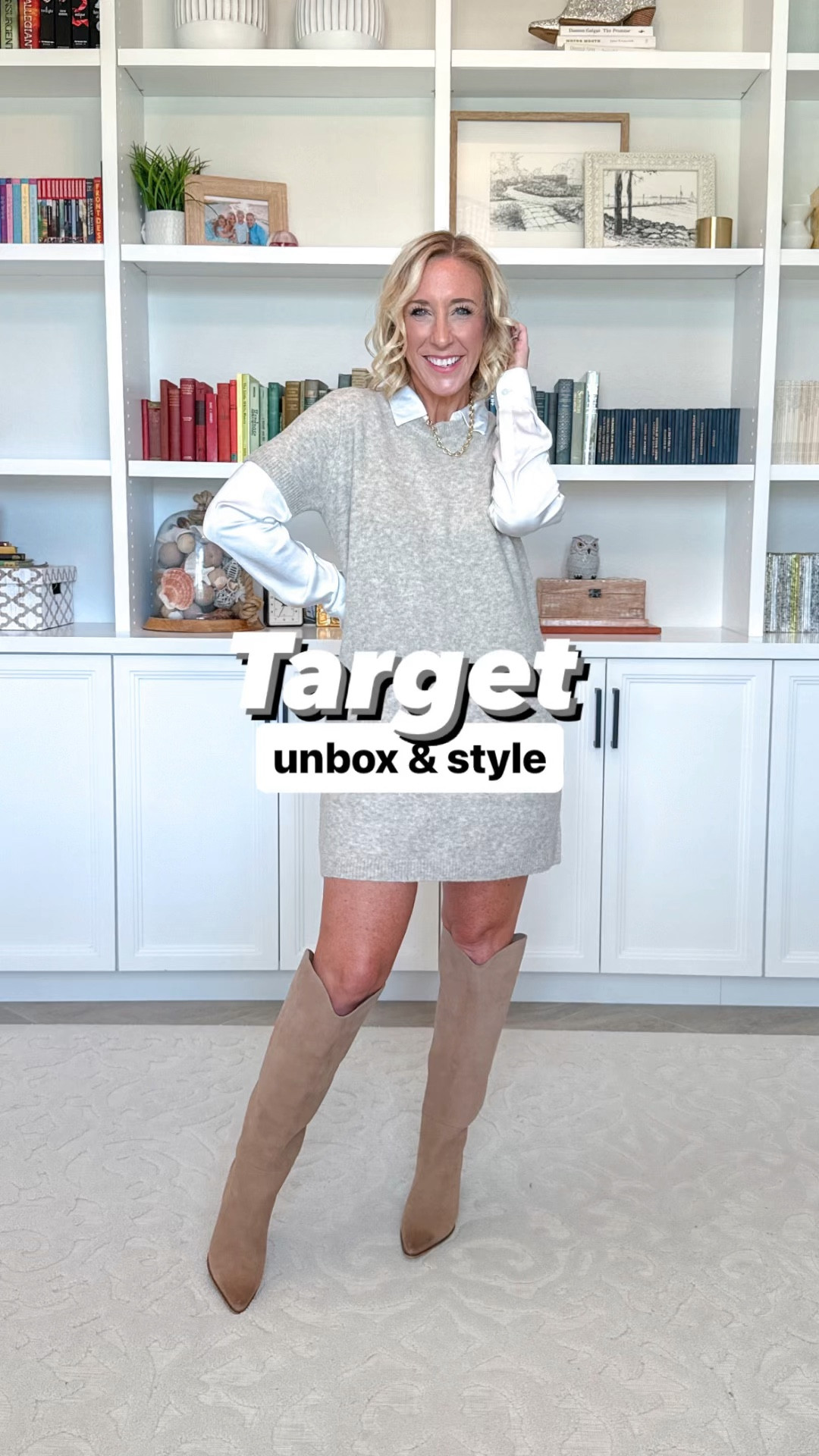 Target try-on & style;
1.  Cream chunky cable-knit sweater - size small. A bit of a cropped fit (which I love) & I sized up for an oversized fit. 
2. Pull on 
3. Off the shoulder top - size XS (with removable straps). Side zipper.
4. Sweater dress - size small. Oh so soft! (I also sized up for length). 
Other items:
• green jeans - size 0. Supposed to be a cropped fit but I’m 5’2 and they are full length on me.
• satin button-down - size small.
• mini skirt - size small (should have gotten a XS).
• maxi dress - size small.
• pleated skirt - size small.
• plaid blazer - mine is from last year,  but I am linking this year’s version.
• tall boots - tts  

#LTKVideo #LTKSeasonal #LTKFindsUnder50