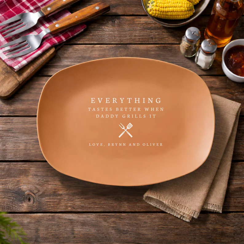 Custom Dad Grill Plate Daddy Grilling Platter Gift Personalized BBQ Tray for Him Dads Grilling Pl... | Etsy (Global)