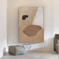 Large Original Abstract Canvas Painting Contemporary Brown Art Black White Minimalist For Living Room Wall Decor | Etsy (US)