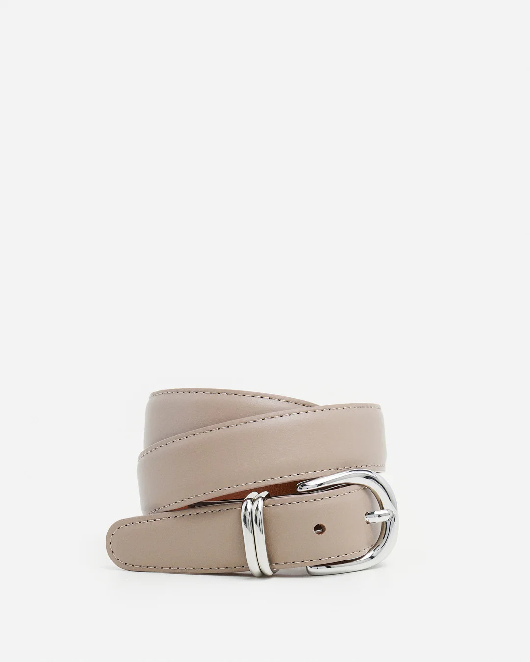 Beatrice Belt Leather Taupe | Flattered