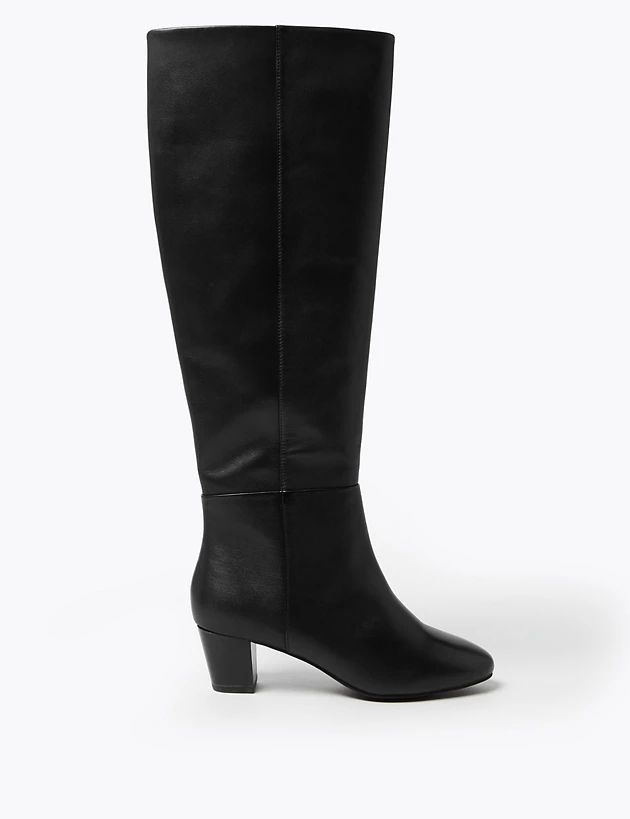 Leather Mid Block Heel Knee High Boots | Marks & Spencer (UK)