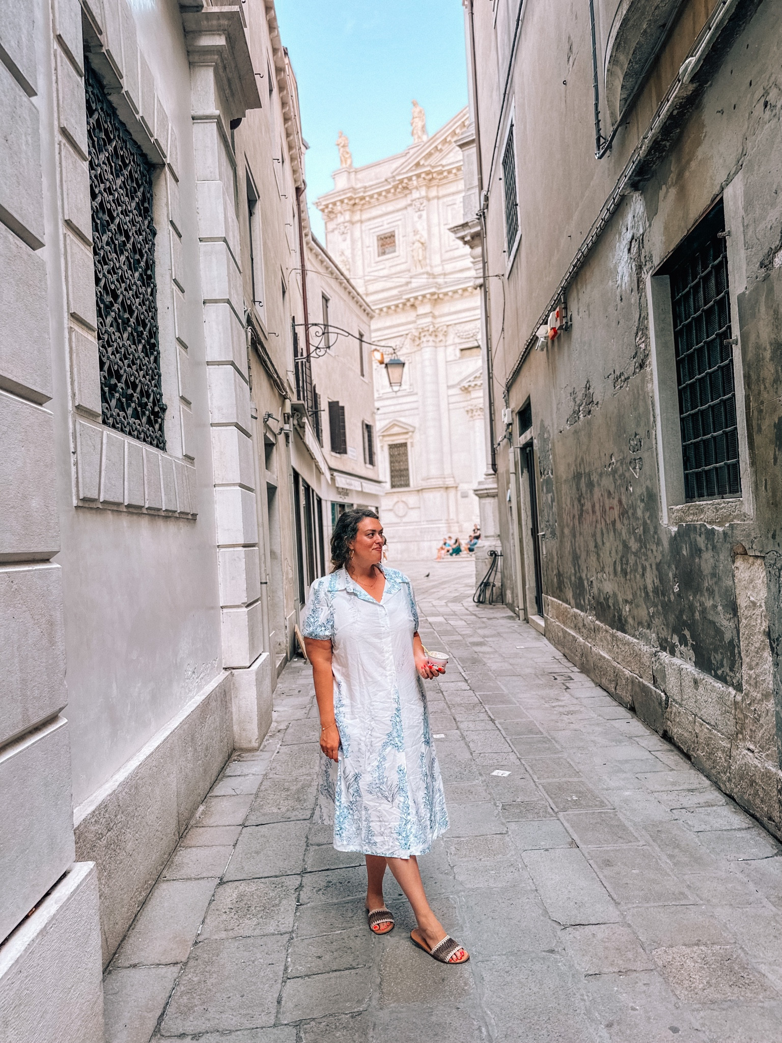 Beautiful white & blue dress for summer! Modest dress comfy & light weight 

#LTKcurves #LTKunder50 #LTKFind