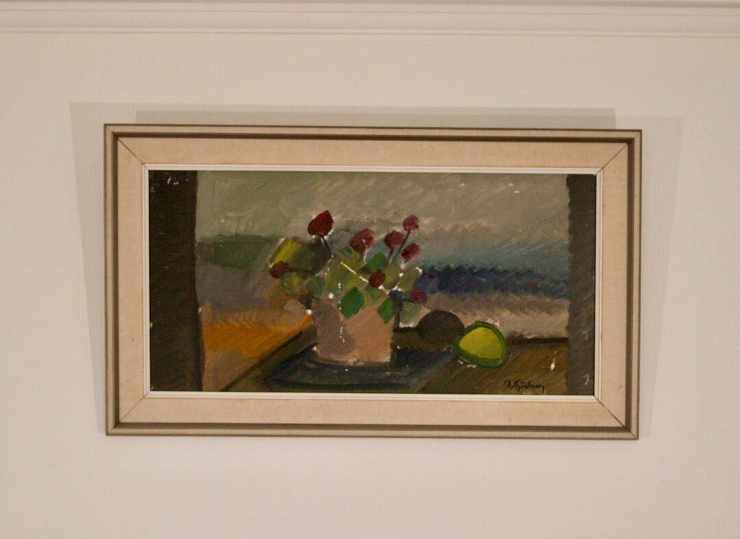 Original Mid Century Swedish Oil on Canvas – “Flower Motif” by B. Sjööberg – Vintage & ... | Etsy (US)