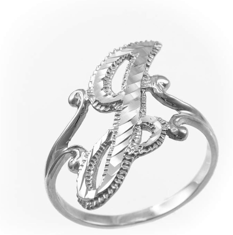 Sparkle-Cut Letter Initial Script Ring In Sterling Silver | Amazon (US)