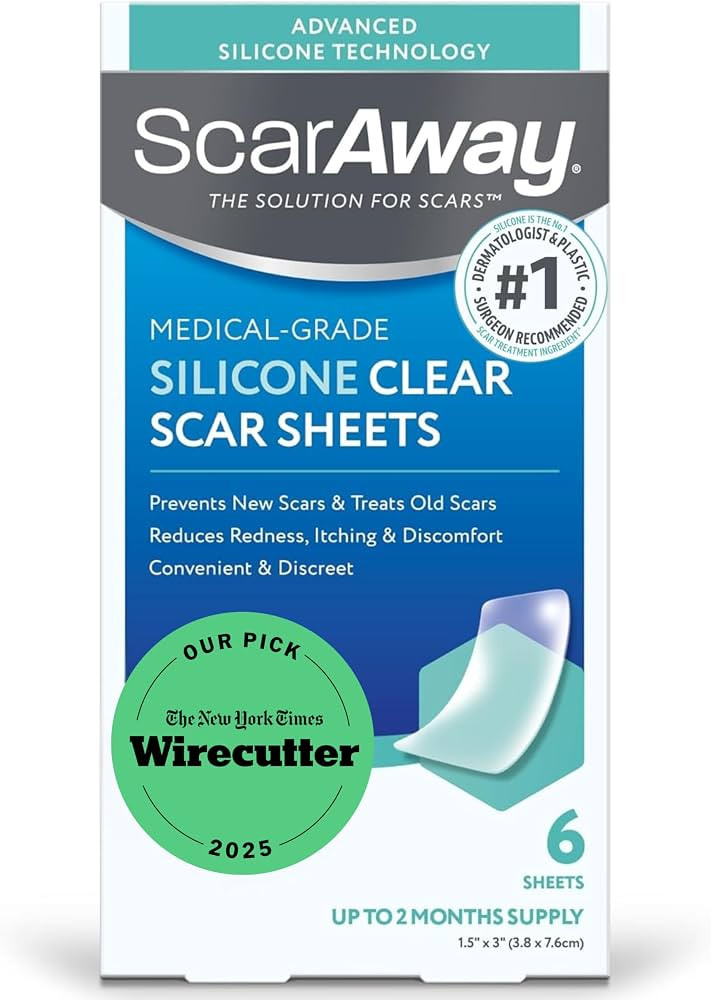 ScarAway Advanced Clear Silicone Scar Sheets, Medical Grade Silicone Strips (1.5" x 3") Scar Trea... | Amazon (US)