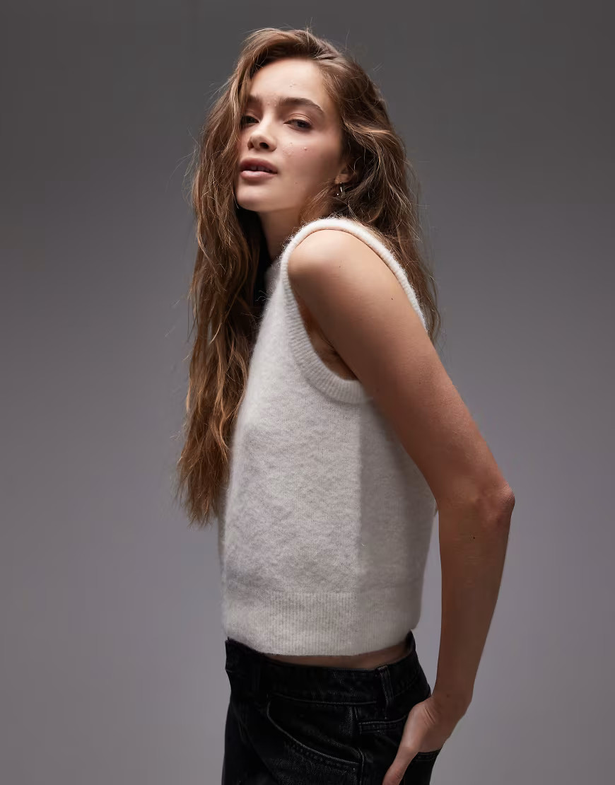 ARKET alpaca blend knitted tank vest in off-white | ASOS (Global)