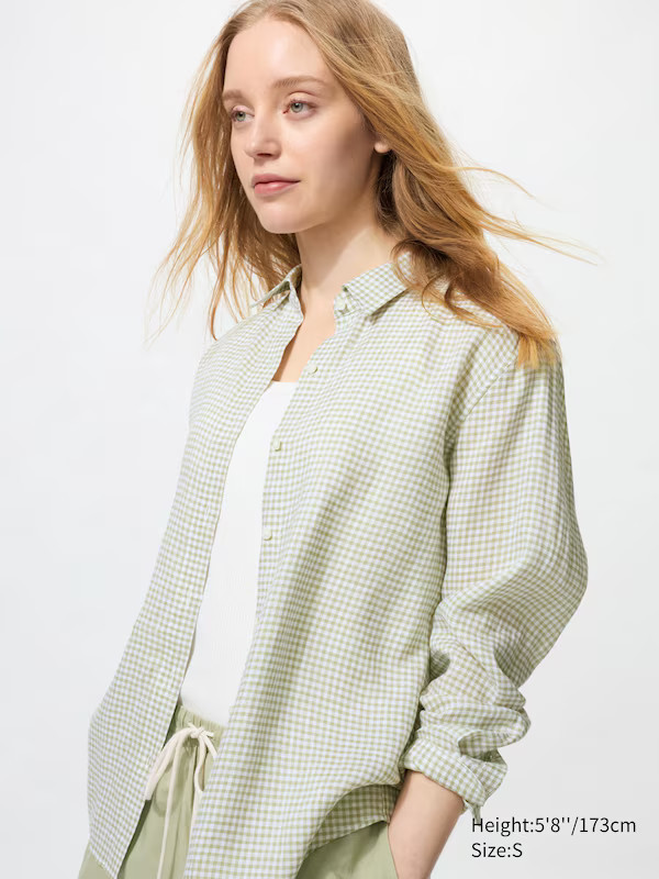 100% Premium Linen Shirt (Gingham) | UNIQLO (UK)
