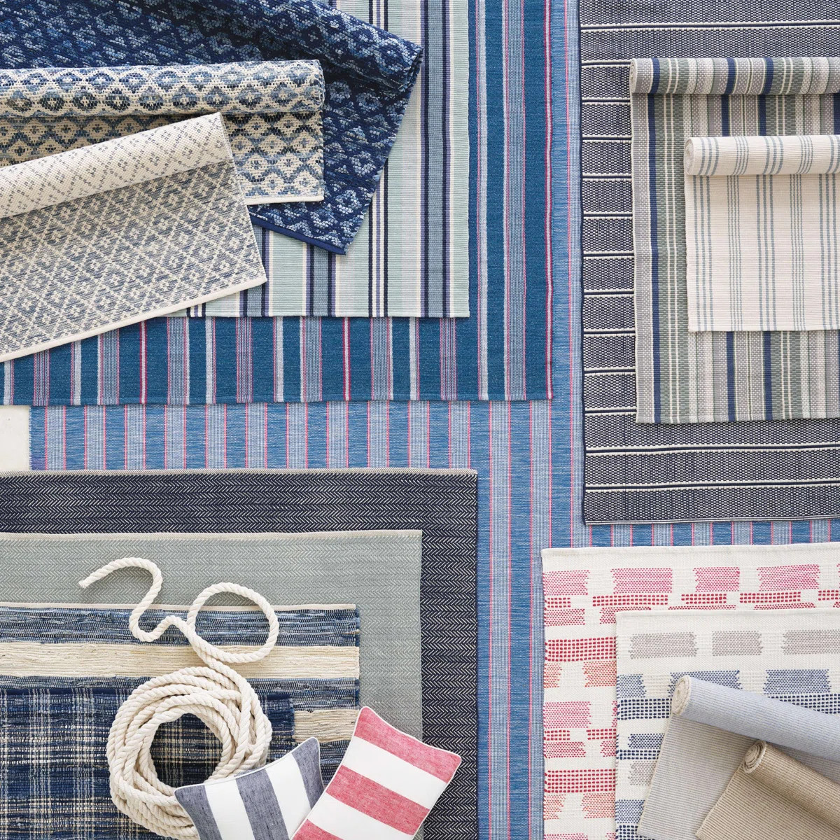 Hillsgrove Stripe Denim Handwoven Cotton Rug | Wayfair North America