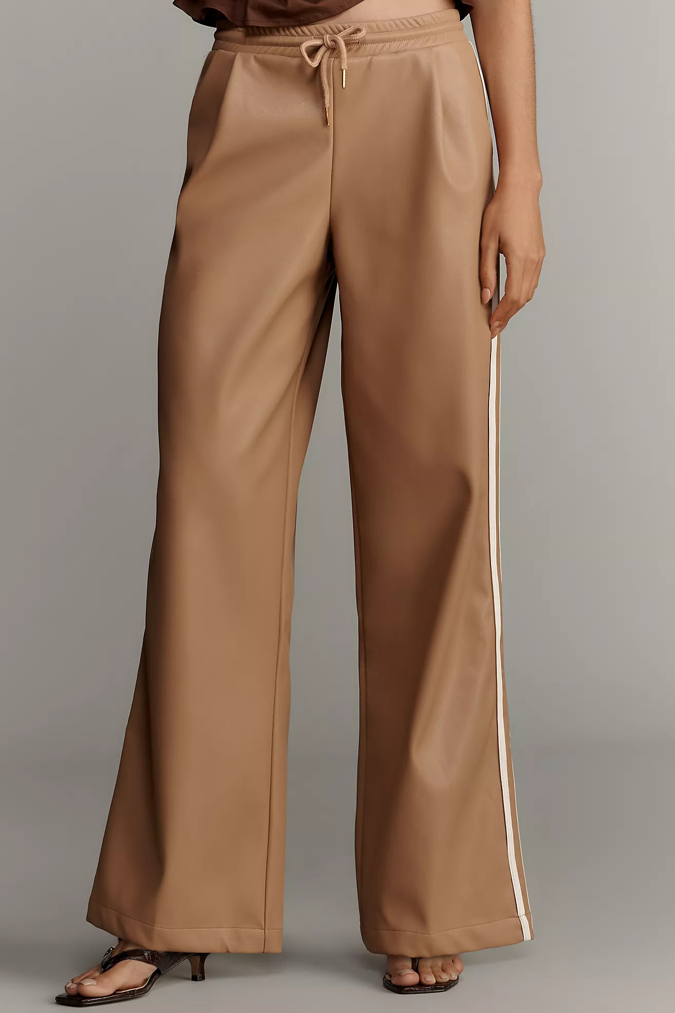 Bishop + Young Faux Leather Wide-Leg Track Pants | Anthropologie (US)