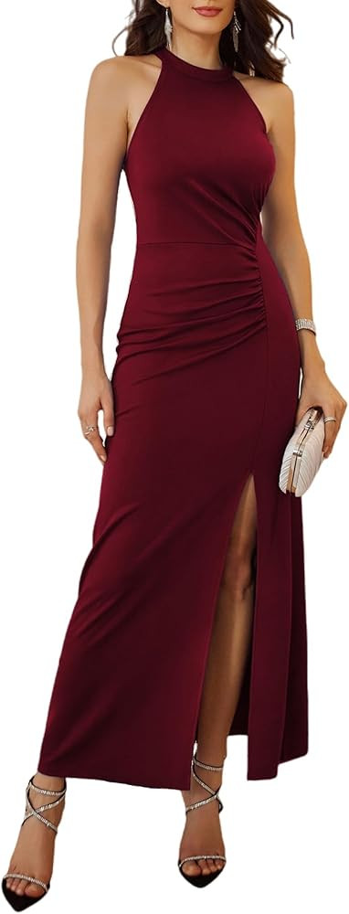 GRACE KARIN Women's Halter Neck Split Long Maxi Formal Dresses Bridesmaid Prom Party Wedding Gues... | Amazon (US)